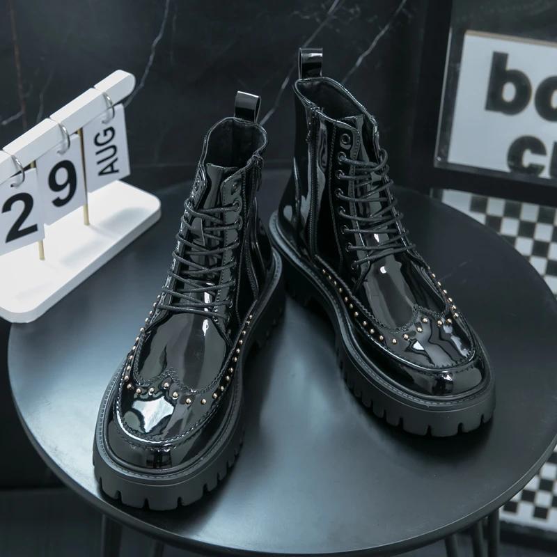 Men's High Quality Casual Platform Boots New Designer Shoes Men's Motorcycle Ankle Boots British High-end Men Boots Botas Hombre