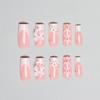 Ballet Style 3D Pearl Butterfly French Tip False Nails, Medium-Long