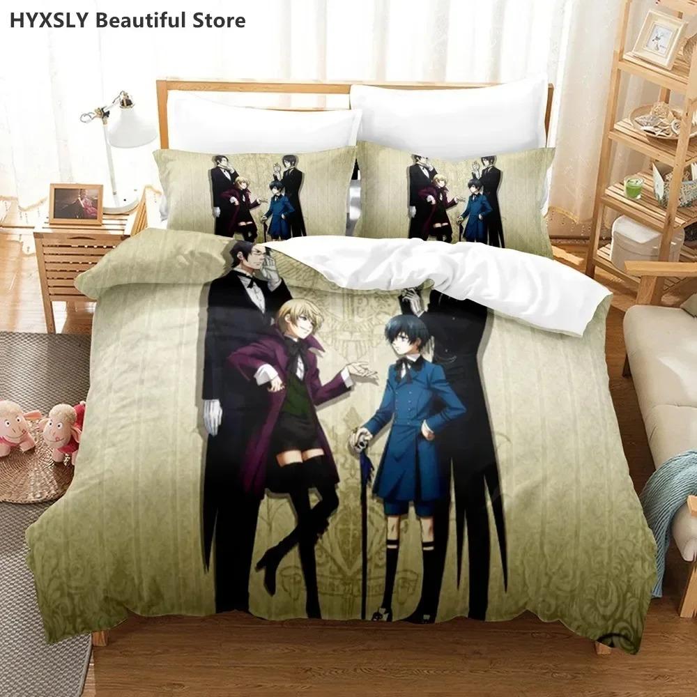 Black Butler Anime Bedding Set Duvet CoverPillowcases Single Twin Full Queen King Kids Teens 3D Duvet Cover Sets Bed Linen