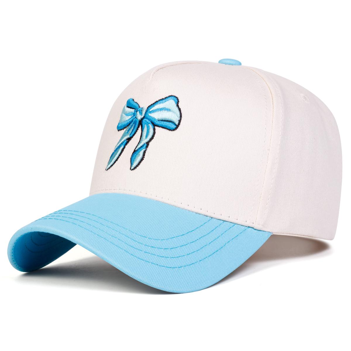 

Унисекс бейсболки с вышивкой бантика, весенне-осенние, для улицы, регулируемые, повседневные, шляпа папы, солнцезащитная шляпа небесно-голубой