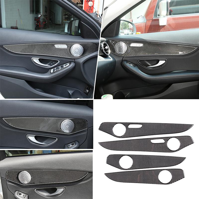Soft Carbon Fiber For Mercedes Benz C GLC Class W205 2014- Interior Door Decoration Panel Cover Trims Car Accessories