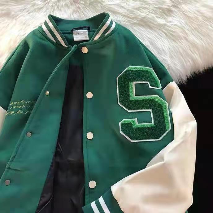 Spring and Autumn Retro Quilted Embroidered Baseball Uniform Jacket Men and Women Loose Tide Brand Street Jacket