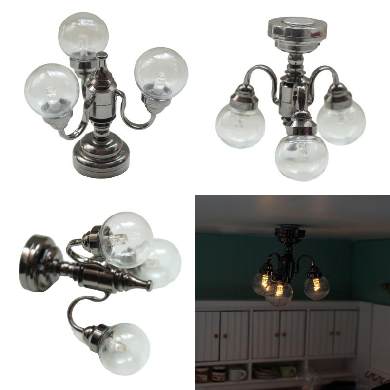 Chandelier Model Bedroom Ceiling Light Miniature Lamp Model Accessories Role Play Furnishings Lighting Toy Doll House