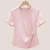 Kink Irregular T-shirt Women's Summer Temperament Is Thin and Chic Round Neck Short-sleeved Top