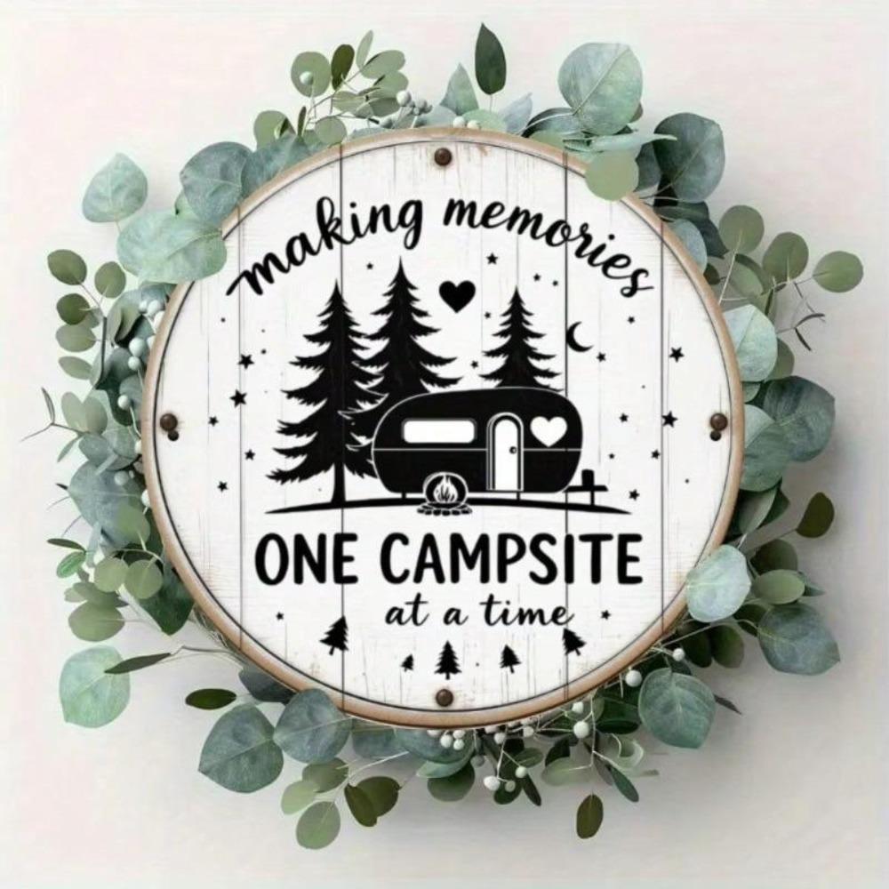 Segno Metallico Divertente a Forma di Camper Vintage Decorazione Murale Design Rustico da Campeggio
