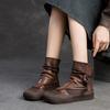 Johnature Hohle, atmungsaktive Retro-Sommerstiefel aus echtem Leder mit Reißverschluss hinten und römischen Sandalen mit dicker Sohle für Damen