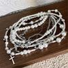 Tooxika Niche Design Cool Personality Cross Rivets Multi-element Stacking Pearl Necklace Light Luxury Sense Of High Class Collarbone Chain