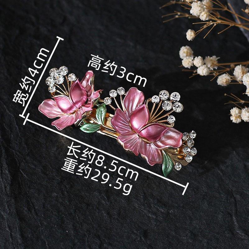 Fashion Hand-Painted Gorgeous Hairpin Femininity Diamond-Encrusted Spring Clip Flower Back Head Hair Accessories