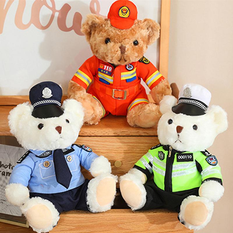 Internet celebrity traffic police bear doll uniform fire bear teddy bear activity gift doll plush toy