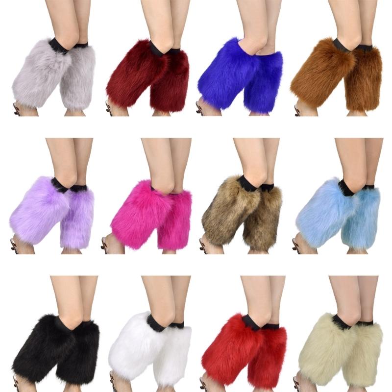 Boots Covers Women Solid Color Sexy Faux Fur Leg Warmer Calf Socks Party Costume