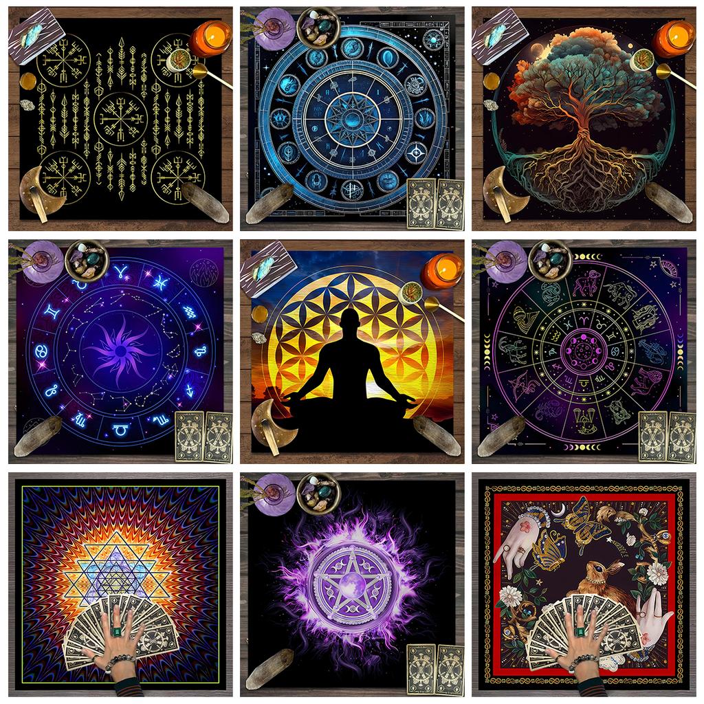 1 stuk Tarotkaart tafelkleed, mystiek runen astrologie altaarkleed, heksenhut decoratie tafelkleed, kaartspel tafelkleed
