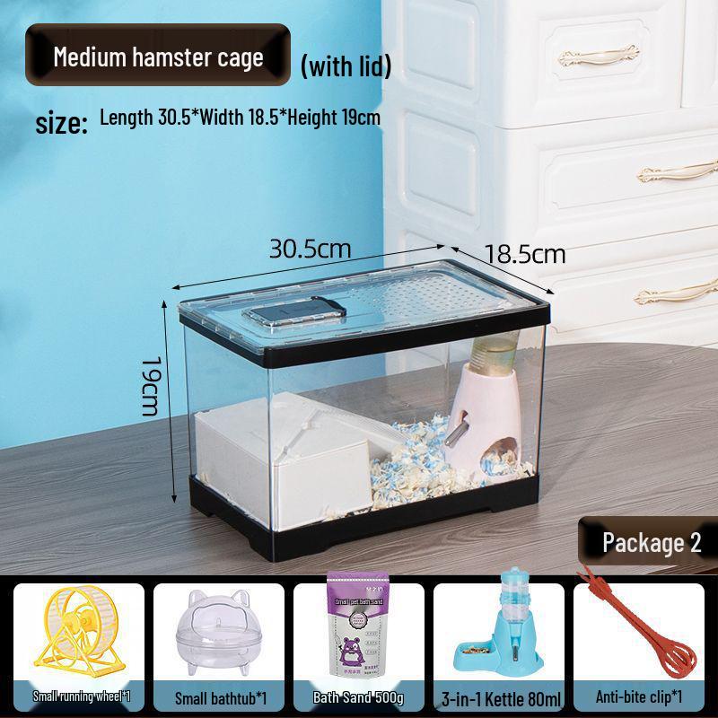 Luxury Acrylic Transparent Hamster Cage with Landscaping - Beginner Friendly, Spacious, for Golden Hamsters