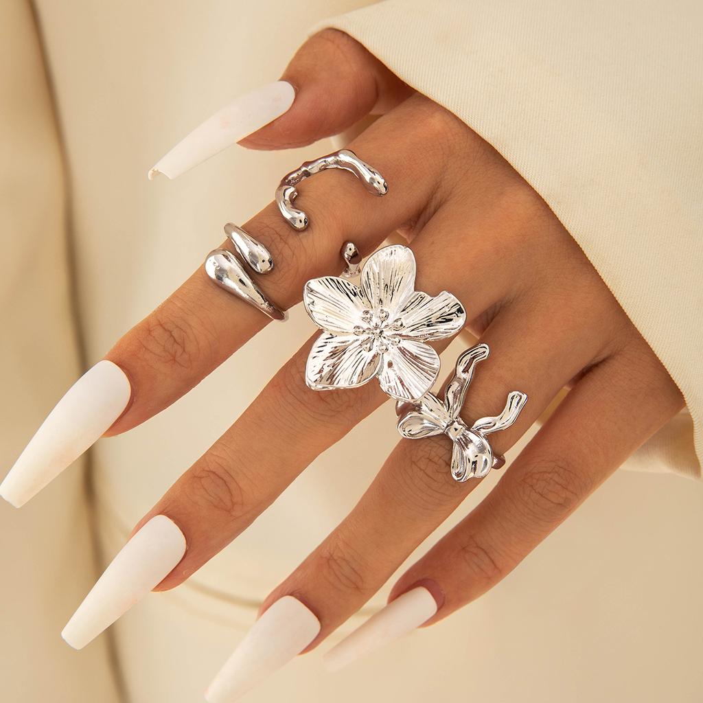 2026 New Trendy Geometric Gold Silver Colour Set Rings for Women Adjustable Finger Ring Party Wedding Jewelry Accessories