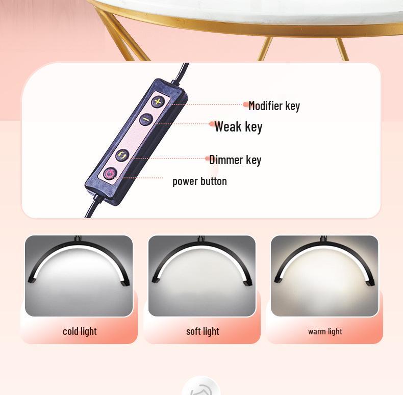 16" Half-Moon U-Shaped LED Clip-On Stand Light for Eye Protection and Permanent Makeup