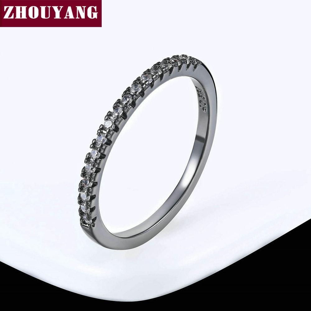 ZHOUYANG Wedding Ring For Women Man Concise Classical Multicolor Mini Cubic Zirconia Rose Gold Color Gift Fashion Jewelry R251