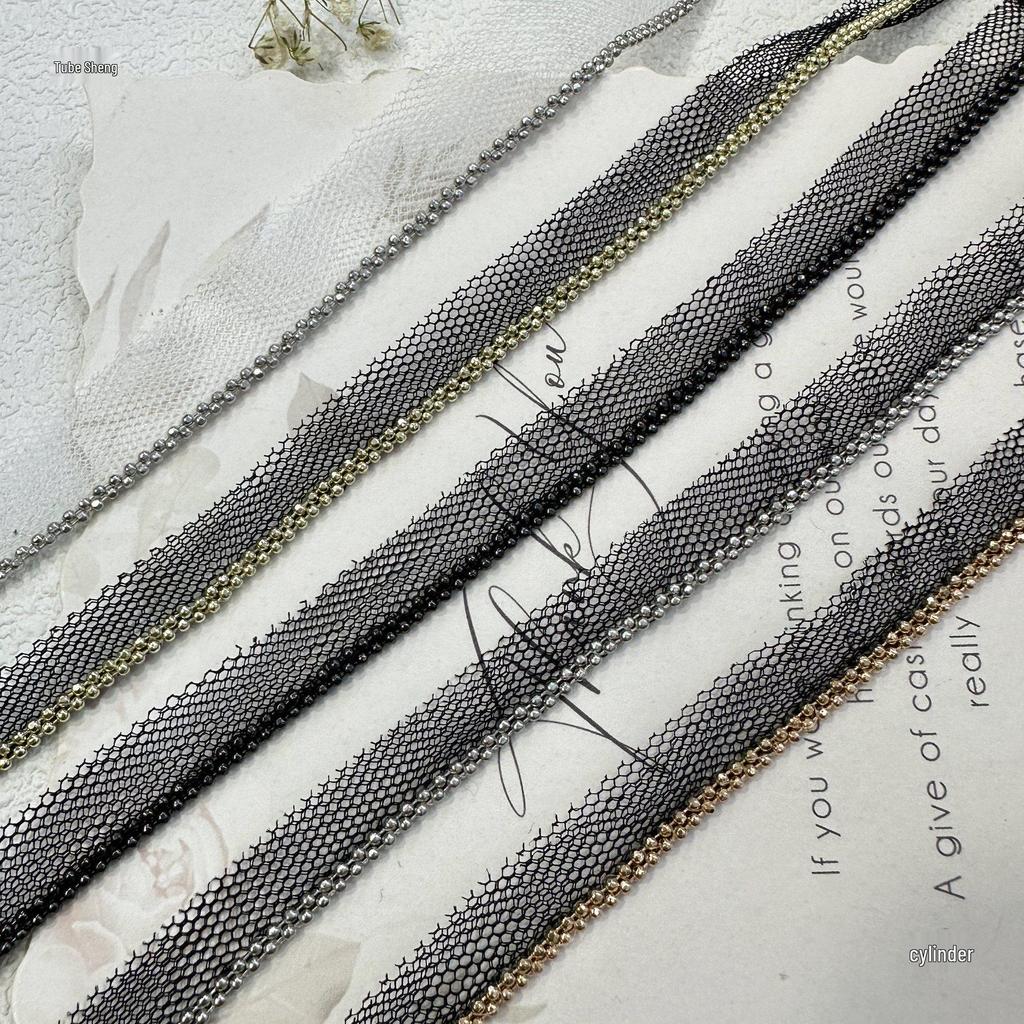 Double Row Bead Chain Metal Mesh Lace for DIY Sewing: Collar, Clothing & Pants Decoration