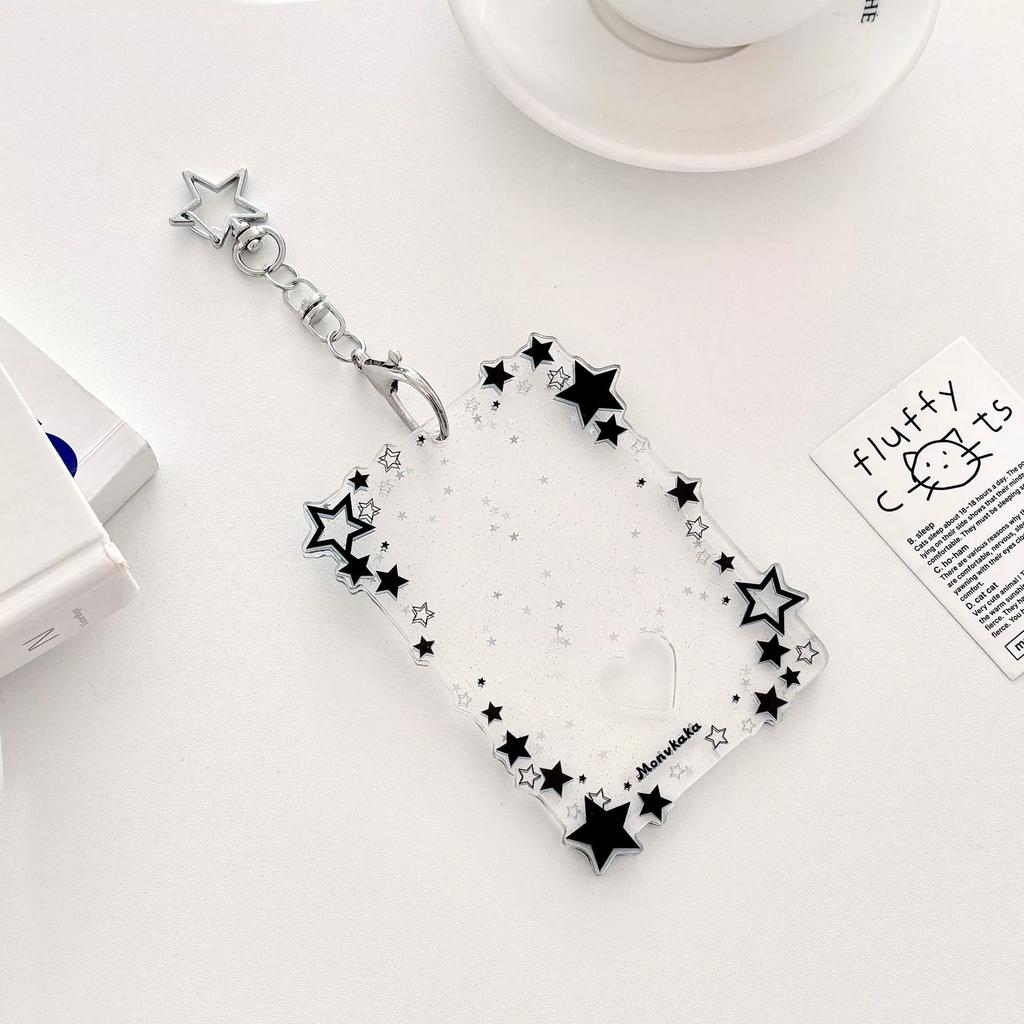MINKYS Transparent Clear Acrylic Star 3 Inch Kpop Photocard Holder Photo Card Holder Bag Pendant School Stationery