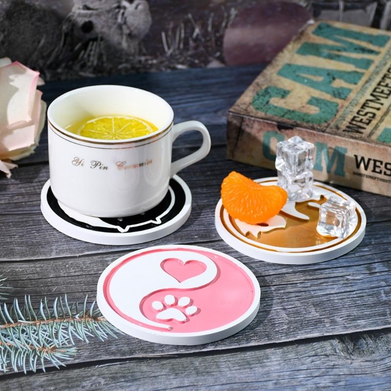 Animal Themed Coaster Tray Silicone Mold Epoxy Resin Mold for Stylish Home Decoration Handmade Cup Mat Mould