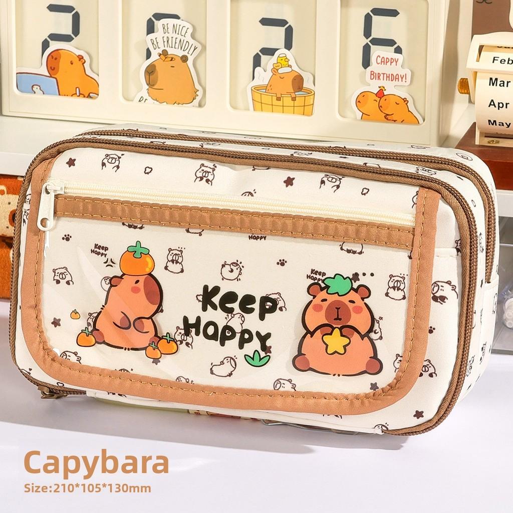 Capybara Stoff Federmäppchen mit großem Fassungsvermögen und multifunktionaler Aufbewahrung für Schüler und Büro