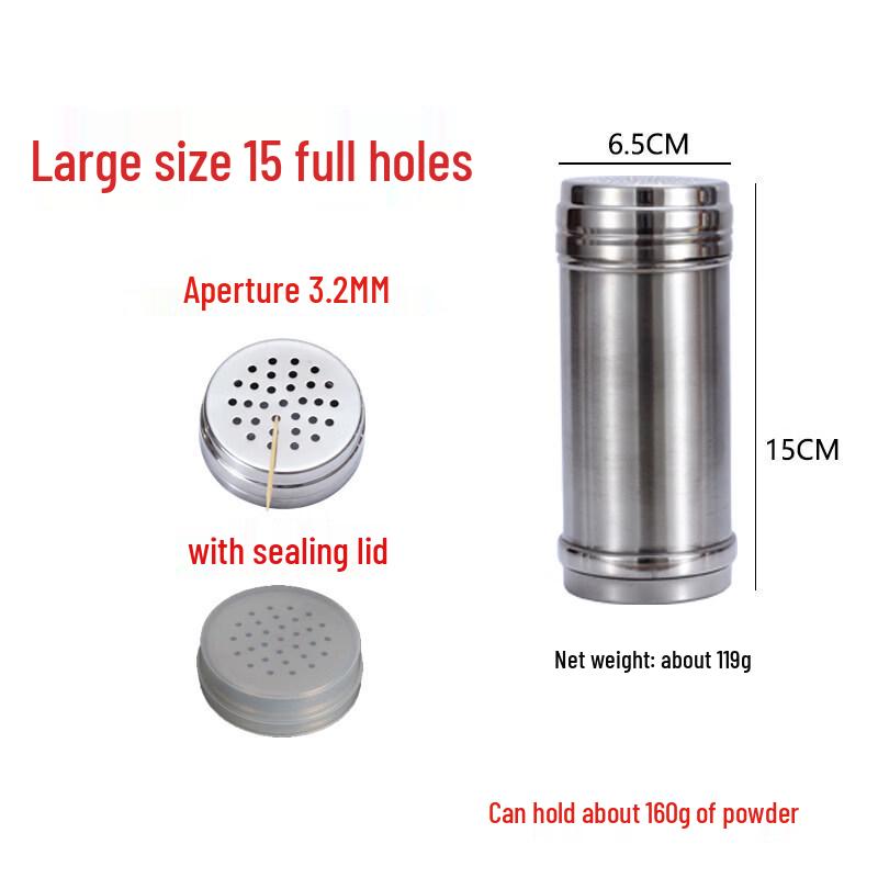 LIEI Stainless Steel Spice Shakers with Plastic Lids, 5-Pack