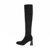 Western wind pile cowboy boots women's new round head high heel fashion boots over the knee suede retro boots