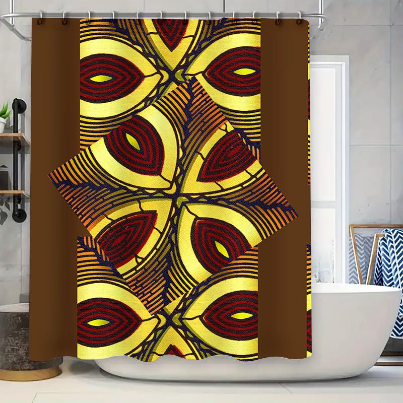 

Modern Bathroom Decor Shower Curtain Abstract Geometric Pattern Waterproof Fabric Customizable For Home Decoration Red Yellow Bl W60H190(CM)-1 Pcs