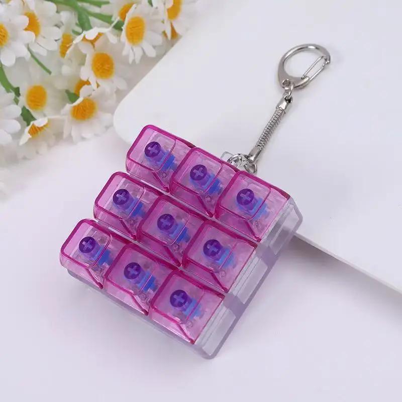 Keys Switch Mechanical Keyboard Keychain Switch Tester LED Fidget Toy Keycaps Stress Relief Office Desk Toy for Adults Gifts