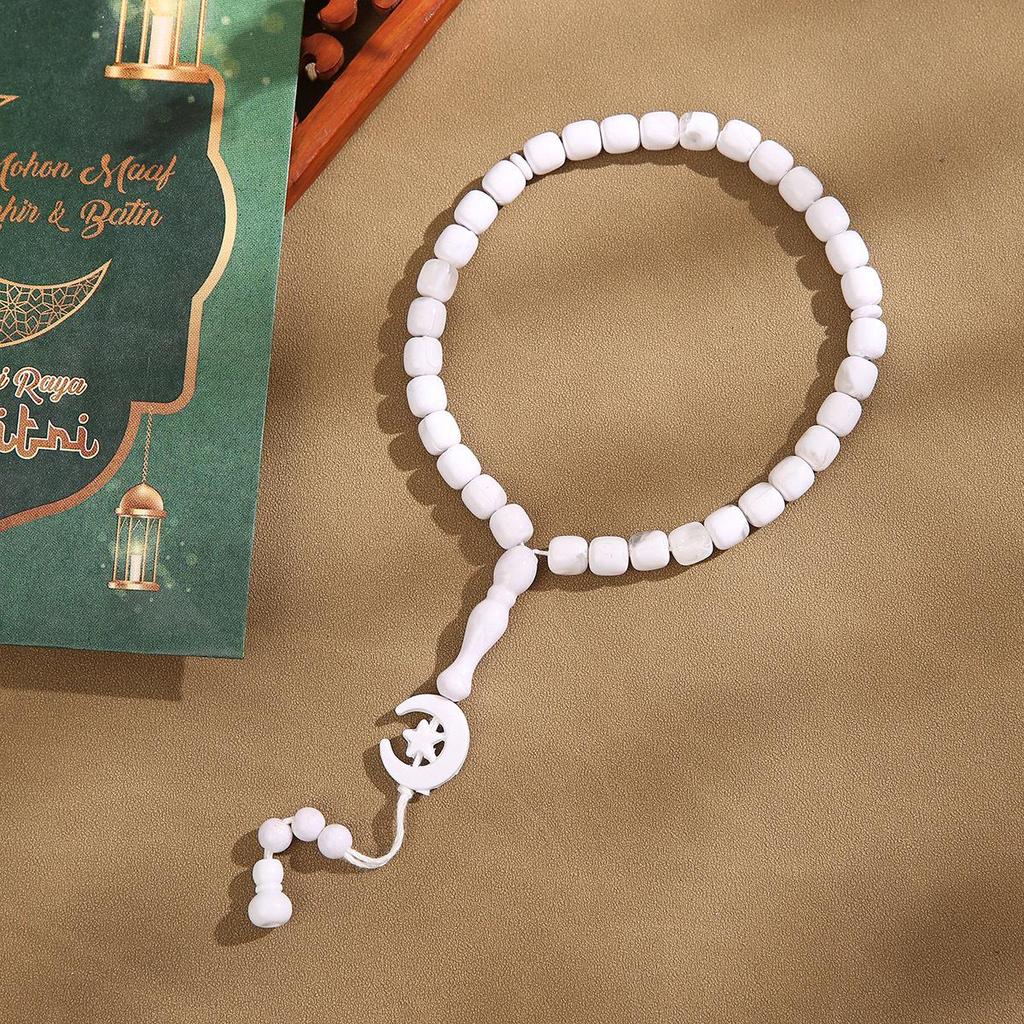 Misbaha 33-Perlen Gebetsarmband - Nahöstliche buddhistische & muslimische Gebetskette mit Stern- und Monddesign