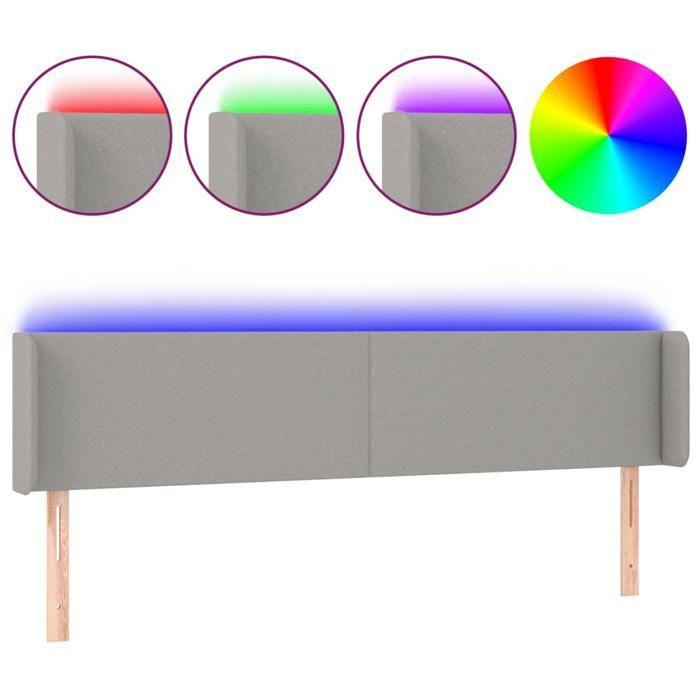 VidaXL Tête de Lit à LED Meuble de Chambre à Coucher Accessoire de Lit Double Tête de Cadre de Lit Intérieur Gris Clair 3122962