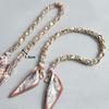 New Fashion Brand Woman Handbag Accessory Chains Detachable Floral Print Gold Silver Metal Silk Shoulder Strap Women DIY Chain Bag Handles