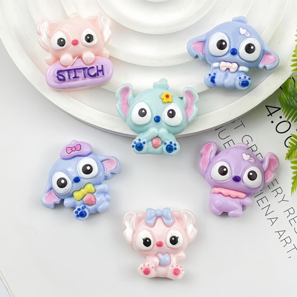 Cartoon Stitch Resin Accessories: DIY Hair Clip, Refrigerator Magnet, Cute Ornament
