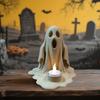 Ghost Candle Holder with Flameless LED Candle Lamp 3D Printed Halloween Decoration Desktop Ghost Ornament for Table Centerpiece Shelf