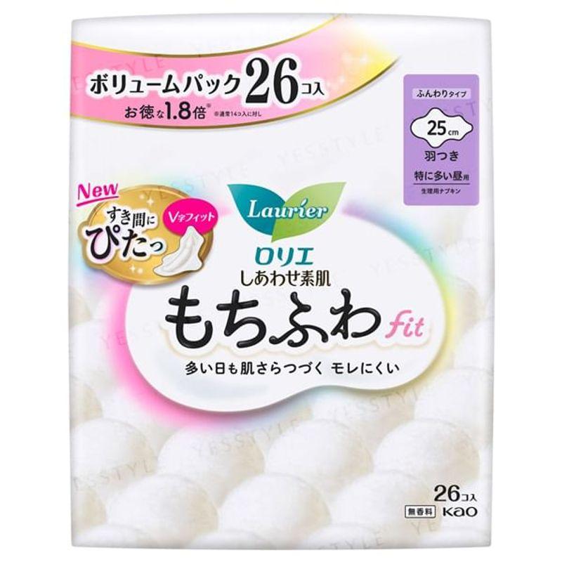 Kao - Laurier Happy Skin Mochifuwa Fit Volume Pack For Heavy Flow Daytime Use 25cm With Wings