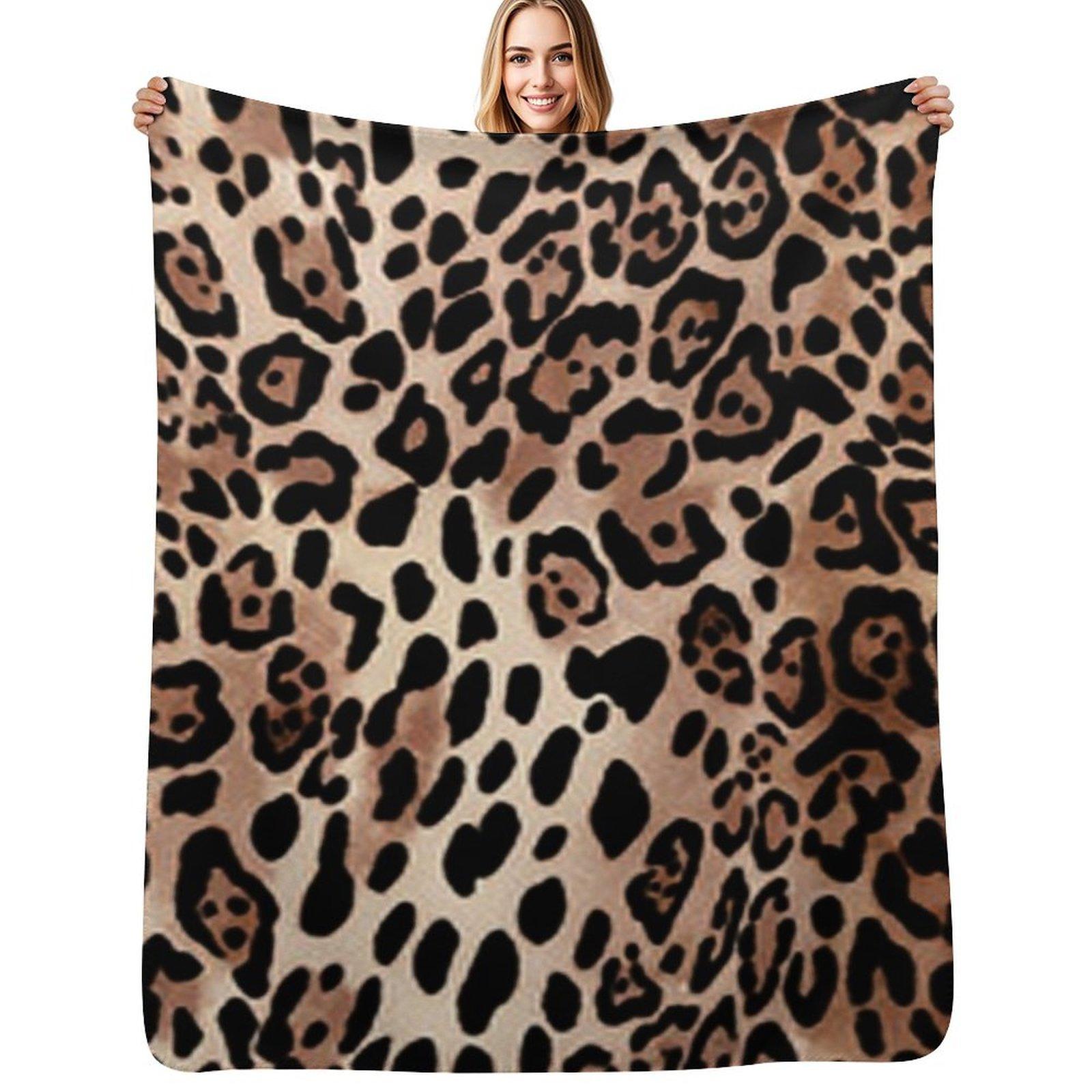 Leopard Animal Wildlife Pattern Print Throw Blanket Shaggy Furry Soft Blanket for Bedroom Living Room Size: 75*100cm, Weight: 230 GSM
