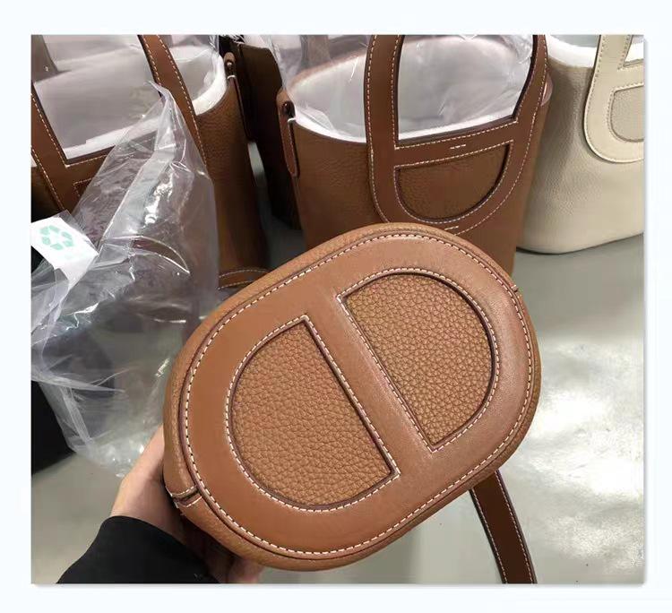 Luxury Women's Cowhide Basket Bucket Bag