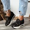 Women's fashion flat bottom inner height increase mesh yarn breathable casual single shoes support platform