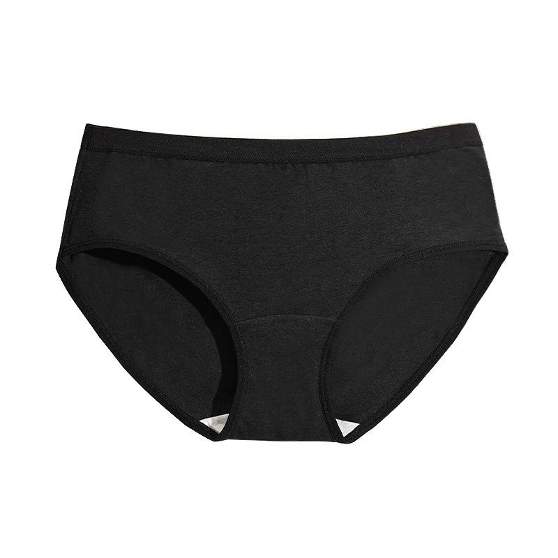 Plus Size Women's Summer Thin Pure Color Antibacterial Cotton Crotch Non Mark Middle Waist Triangle Briefs