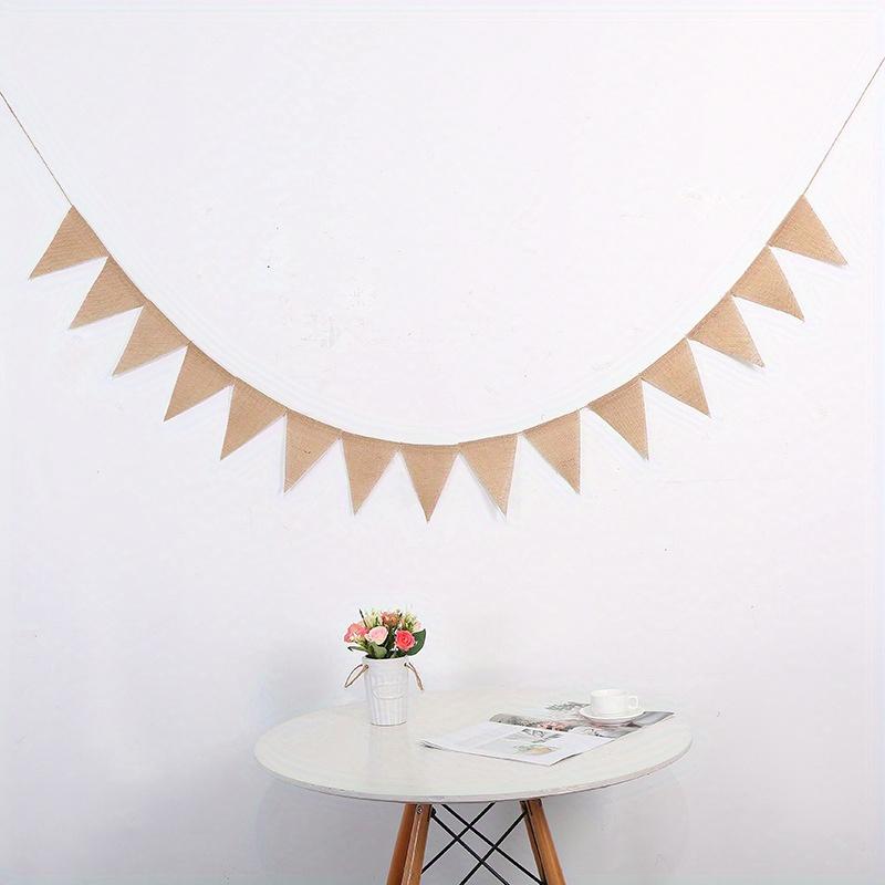 3M 13 Flags Vintage Jute Triangle Flag Banner Wedding Party Photography Props Celebration Party Decorat