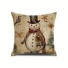 1pcs Vintage Christmas Pillow Cover Cartoon Snowman Printed Cushion Case Decorative Throw Pillow Cover for Home Sofa Decoration