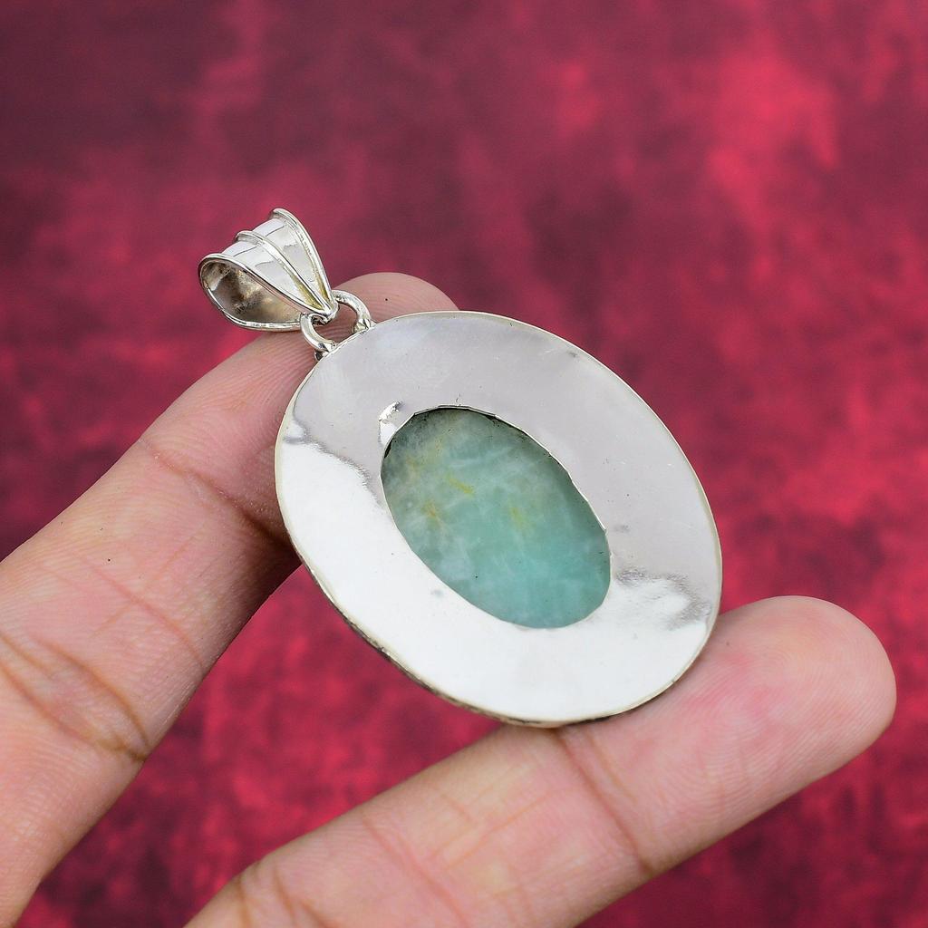 Amazing Amazonite Gemstone 925 Solid Sterling Silver Jewelry, Handmade Gorgeous Designer Pendant For Women