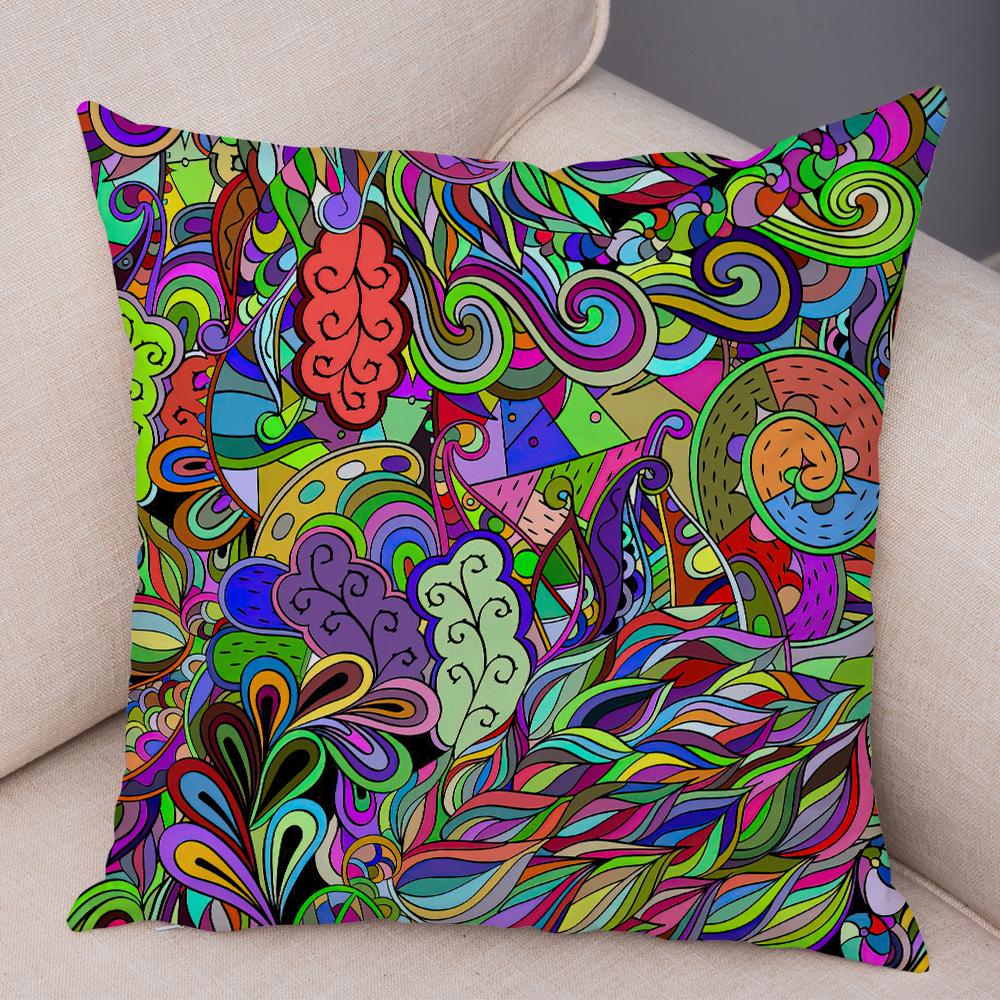 Bright Abstract Bohemian Floral Art Print Household Sofa Bedroom Decoration Pillow Cover Cushion Shell