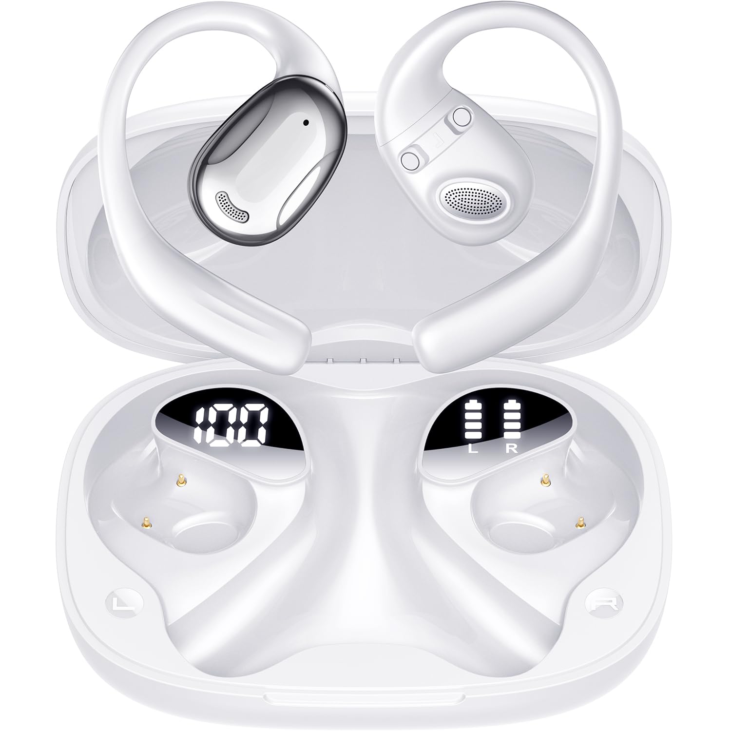 

Bluetooth Wireless Bluetooth Instant Up to 100 Hours of Bone Conduction Air No Ear Sound Leakage LED Perfect for and Sports Earbuds, Industry-Leading