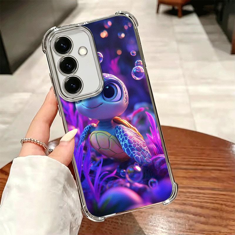 Cartoon Ocean Sea Turtle Plating Phone Case For Samsung A17 A07 A37 A57 A16 A56 A15 A55 A14 A54 A13 A53 A26 A36 A25 A35 A24 A34