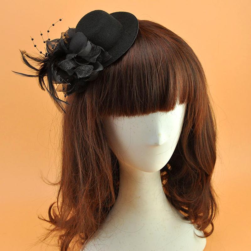 1Pc Hair Clips Hair Accessories Fascinator Hat Girl Flower Feather Children's Pearl Beaded Decor Headwear