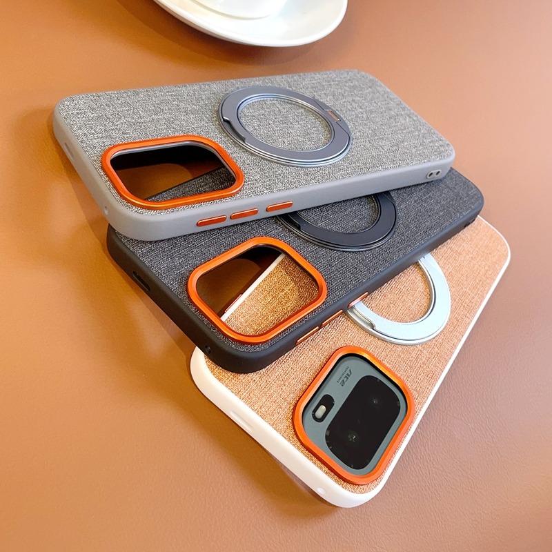 Premium Linen Fabric Case for OnePlus 15T 13 Ace6 Ace5 Pro Magnetic Rotating Stand Metal Buttons Full Body Lens Protection Cover
