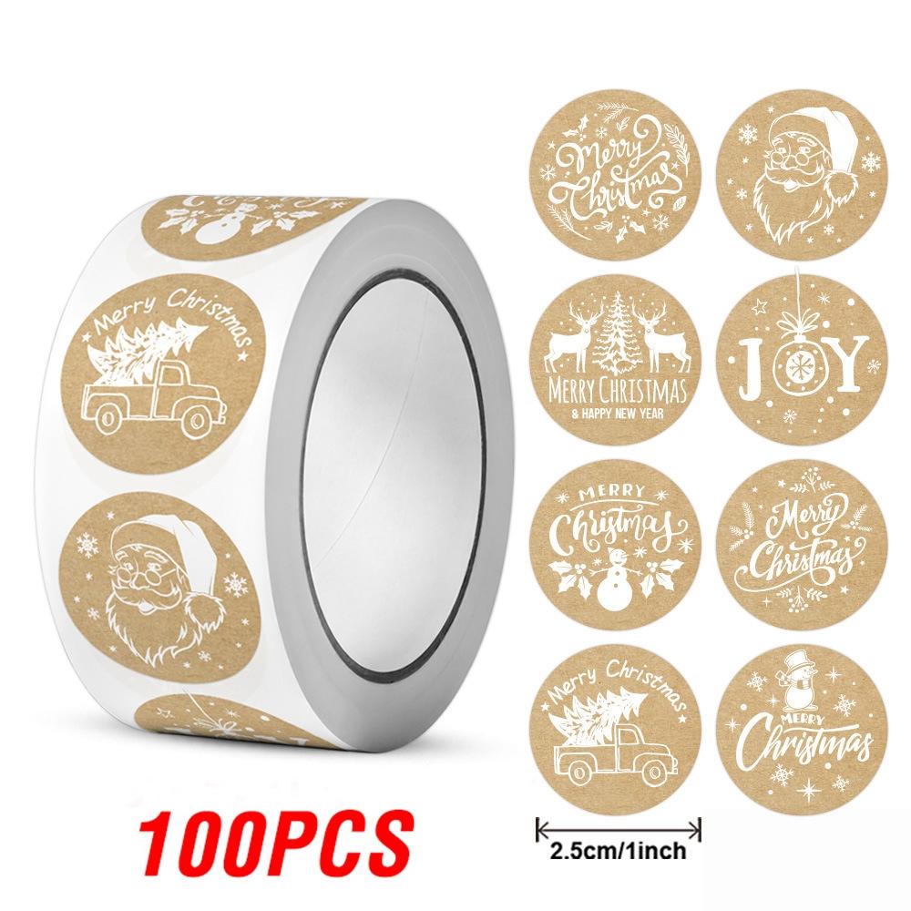 100-500Pcs Kraft Superior-Grade Paper High-Standard Christmas Premium-Quality Stickers New-Off-The-Shelf First-Class Year Premium-Quality Thank