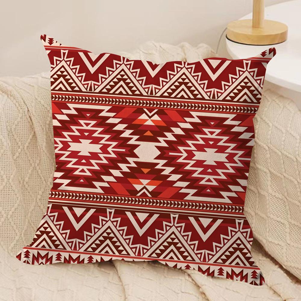 Classic Geometric Patterns Cushion Cover Short Plush Doublesided Print Square Throw Pillow Covers Sofa Home Cushion Decor