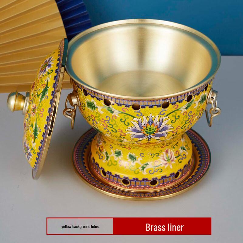 Cloisonné Single Copper Hot Pot with Alcohol Stove