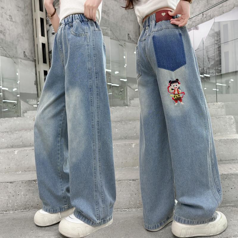 

Girls Pants Spring Clothes Wide Leg Pants Women s Jeans Spring and Autumn Styles Children s Pants 170 синий