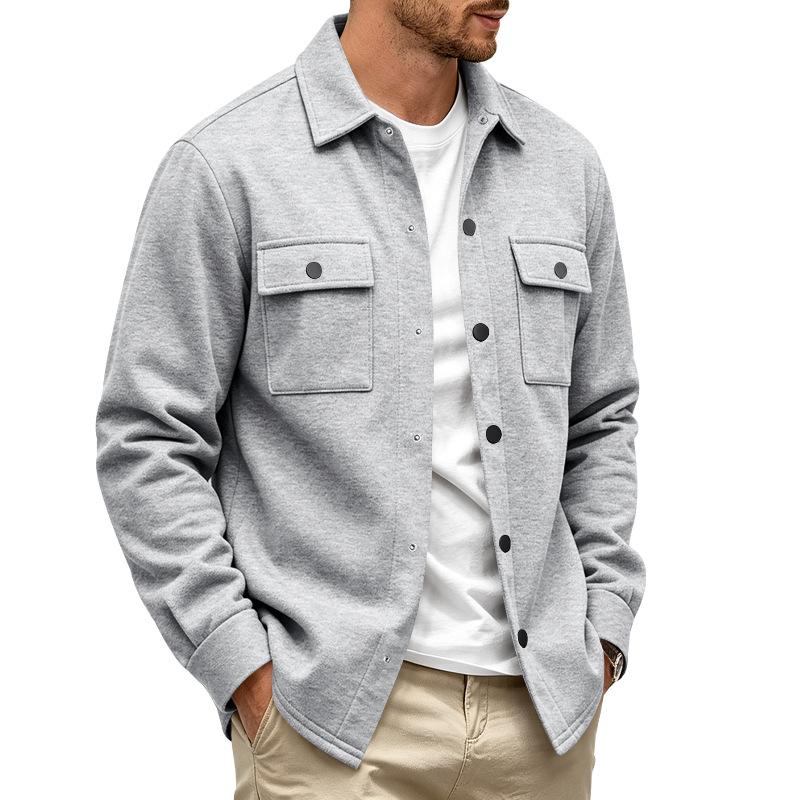 Autumn and Winter Heavyweight European and American Men's Loose and Casual Multi Pocket Plus Velvet Lapel Jacket Jacket Jacket